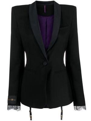 Maison Close satin-trim tailored blazer - Black
