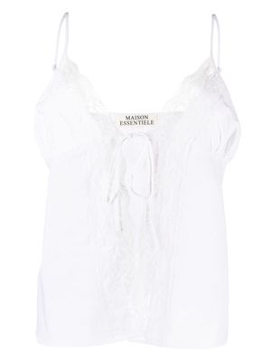 Maison Essentiele lace-trim pajama top - White