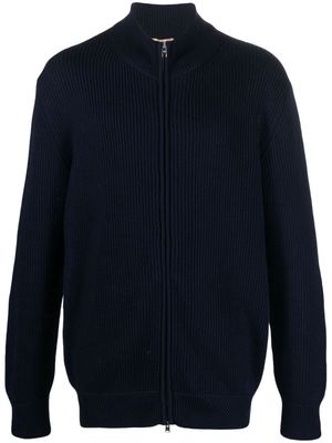 Maison Flaneur ribbed wool zip-up cardigan - Blue