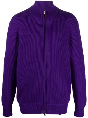 Maison Flaneur ribbed wool zip-up cardigan - Purple