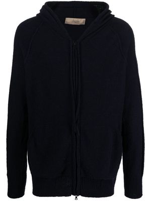 Maison Flaneur zip-up knitted hoodie - Blue