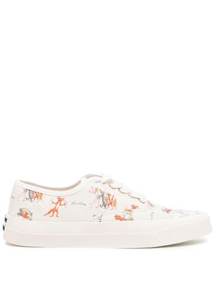 Maison Kitsuné all-over graphic-print sneakers - White