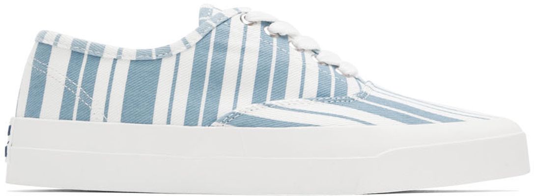 Maison Kitsuné Blue & White Canvas Laced Sneakers