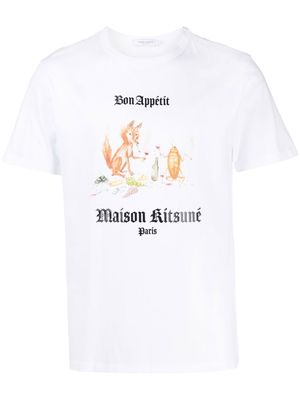 Maison Kitsuné Bon Appetit-print T-shirt - White