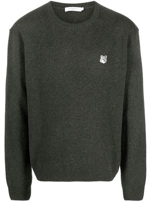 Maison Kitsuné chest fox-patch detail jumper - Green
