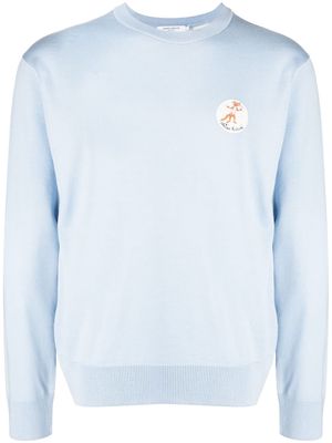 Maison Kitsuné chest logo-patch knit jumper - Blue