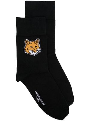 Maison Kitsuné Chillax Fox-motif ribbed socks - Black