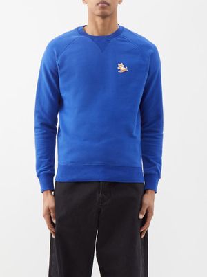 Maison Kitsuné - Chillax Fox-patch Cotton-jersey Sweatshirt - Mens - Blue