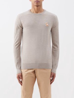 Maison Kitsuné - Chillax Fox-patch Merino Sweater - Mens - Beige