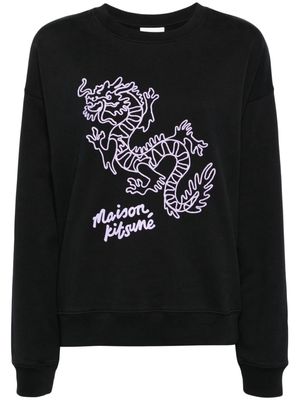 Maison Kitsuné Chinese Dragon cotton sweatshirt - Black
