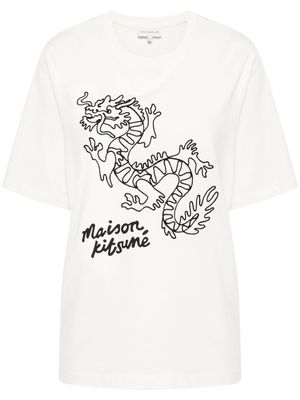 Maison Kitsuné Chinese Dragon cotton T-shirt - White