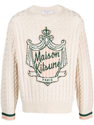 Maison Kitsuné chunky cable knitted jumper - Neutrals