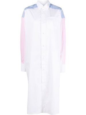Maison Kitsuné colour-block cotton shirt dress - White