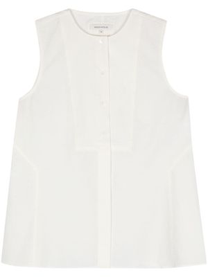 Maison Kitsuné crinkled sleeveless shirt - White