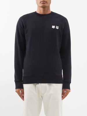 Maison Kitsuné - Double Fox Head-patch Cotton-jersey Sweatshirt - Mens - Black