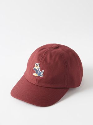 Maison Kitsuné - Dressed Fox-patch Cotton-blend Twill Cap - Mens - Dark Red