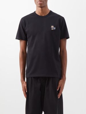 Maison Kitsuné - Dressed Fox-patch Cotton-jersey T-shirt - Mens - Black