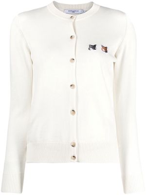Maison Kitsuné embroidered-design button-fastening cardigan - Neutrals