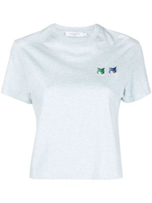 Maison Kitsuné embroidered-logo cropped T-shirt - Blue