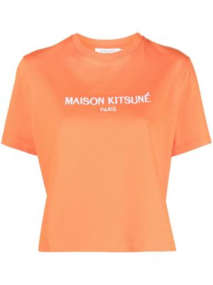 Maison Kitsuné embroidered logo cropped T-shirt - Orange