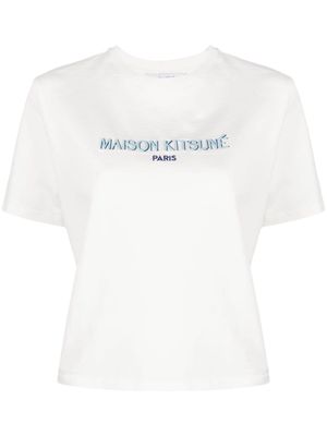 Maison Kitsuné embroidered logo cropped T-shirt - White