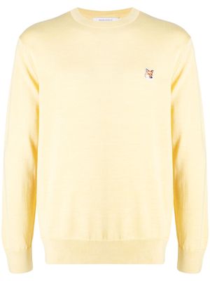 Maison Kitsuné embroidered-logo knitted wool jumper - Yellow