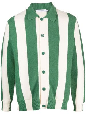 Maison Kitsuné embroidered-logo striped shirt - Green