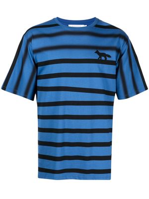 Maison Kitsuné faded-effect logo-print T-shirt - Blue