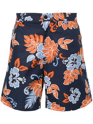 Maison Kitsuné floral-print ripstop shorts - Blue