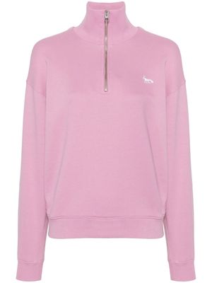 Maison Kitsuné Fox-appliqué half-zip sweatshirt - Pink