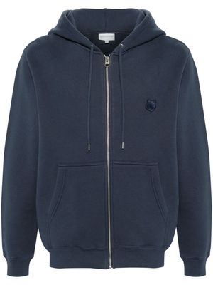 Maison Kitsuné Fox-appliqué zipped hoodie - Blue
