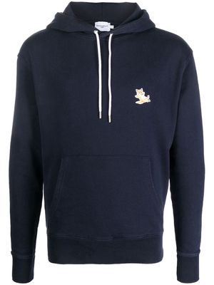 Maison Kitsuné fox-embroidered cotton hoodie - Blue