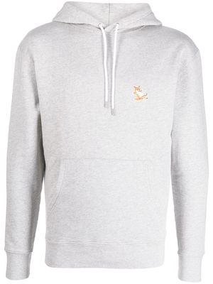 Maison Kitsuné fox-embroidered cotton hoodie - Grey