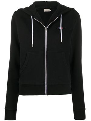 Maison Kitsuné fox embroidery zip-up hoodie - Black