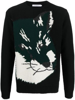 Maison Kitsuné Fox Head jacquard jumper - Black