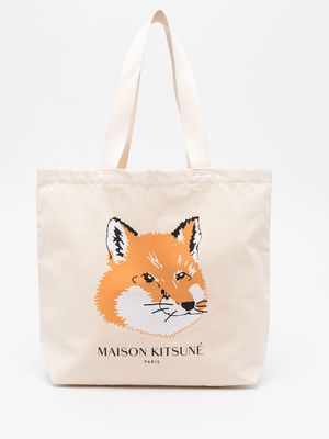 Maison Kitsuné Fox Head medium tote bag - Neutrals