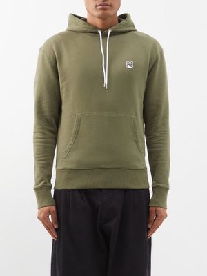 Maison Kitsuné - Fox Head-patch Cotton-jersey Hoodie - Mens - Khaki