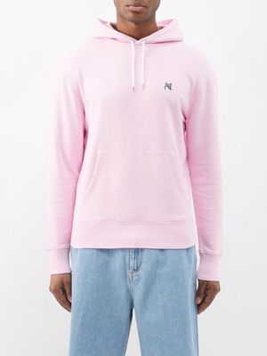 Maison Kitsuné - Fox Head-patch Cotton-jersey Hoodie - Mens - Pink