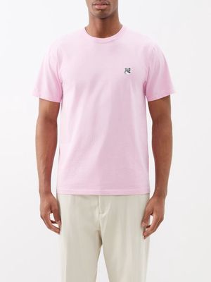 Maison Kitsuné - Fox Head-patch Cotton-jersey T-shirt - Mens - Pink