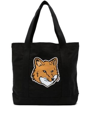 Maison Kitsuné fox head-print cotton tote - Black