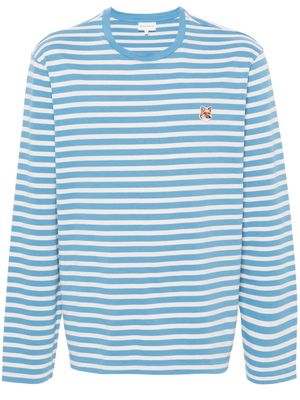 Maison Kitsuné Fox Head striped cotton T-shirt - Blue