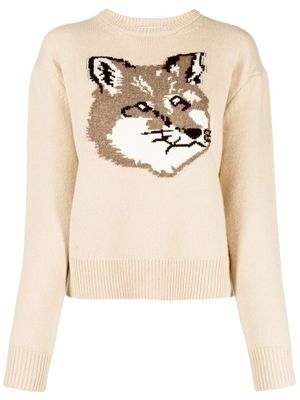 Maison Kitsuné fox-intarsia lambswool jumper - Neutrals