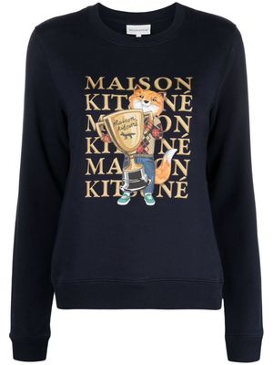 Maison Kitsuné fox logo-print cotton sweatshirt - Blue
