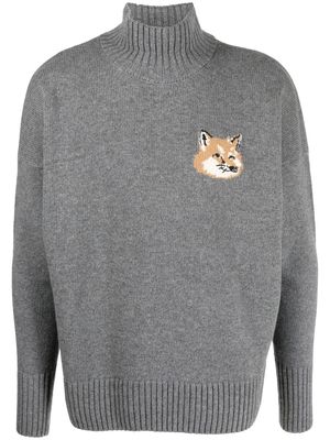 Maison Kitsuné fox-logo turtleneck jumper - Grey