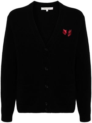 Maison Kitsuné Fox-logo wool cardigan - Black