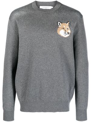 Maison Kitsuné fox-motif cotton jumper - Grey