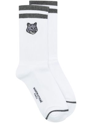 Maison Kitsuné Fox-motif cotton socks - White