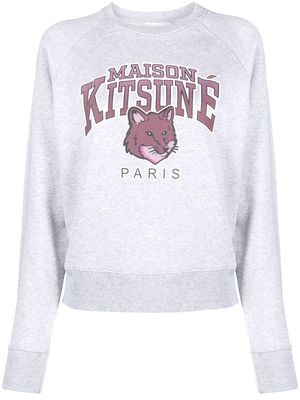 Maison Kitsuné Fox-motif mélange-effect cotton jumper - Grey