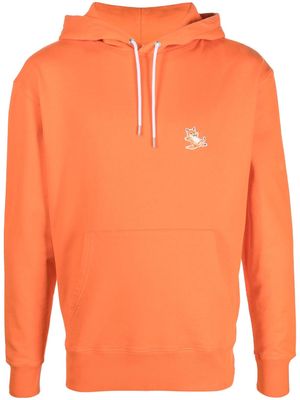 Maison Kitsuné fox-patch cotton drawstring hoodie - Orange