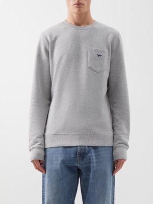 Maison Kitsuné - Fox-patch Cotton-jersey Sweatshirt - Mens - Grey